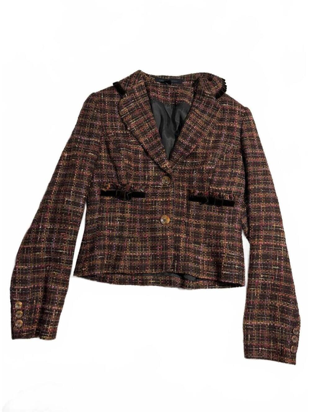 Express Y2K Brown Tweed Fitted Style Jacket Size 6